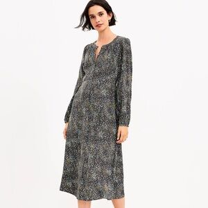 Loft Leopard‎ Print Midi Shirtdress in Coastal Grey
